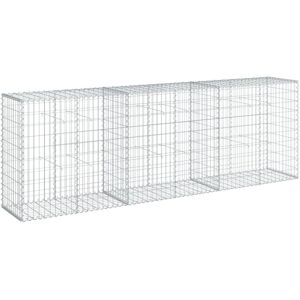 vidaXL Galvanised Iron 300x50x100 cm Gabion Basket with Cover - Gabion Raised Bed vidaXL Galvanised Iron 300x50x100 cm Gabion Basket with Cover - Gabion Raised Bed