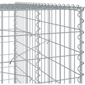 vidaXL 1200x100x200 cm Galvanised Iron Gabion Basket with Cover - Outdoor Decor vidaXL 1200x100x200 cm Galvanised Iron Gabion Basket with Cover - Outdoor Decor