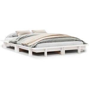 vidaXL Bettgestell Weiß 135x190cm - Modern Massivholzrahmen vidaXL Bettgestell Weiß 135x190cm - Modern Massivholzrahmen