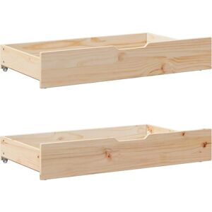 vidaXL Bed drawers with castors 2 pcs 95x55x16 cm solid pine wood Brown - Under-Bed Drawers vidaXL Bed drawers with castors 2 pcs 95x55x16 cm solid pine wood Brown - Under-Bed Drawers