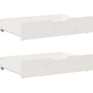 vidaXL White Under-Bed Drawers 80x55x16 cm with Wheels - Under Bed Storage vidaXL White Under-Bed Drawers 80x55x16 cm with Wheels - Under Bed Storage