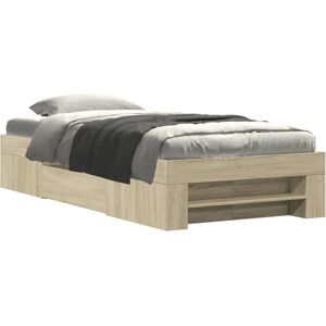 vidaXL Bettgestell Sonoma Eiche - Stützende Lattenrost - 100x200 cm - Bettgestell vidaXL Bettgestell Sonoma Eiche - Stützende Lattenrost - 100x200 cm - Bettgestell