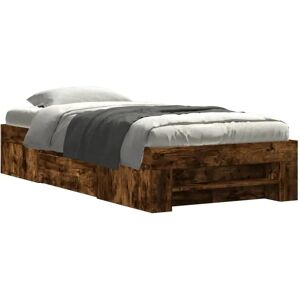 vidaXL Cadru de pat Stejar Fum 90x200 cm - Cadru de pat vidaXL Cadru de pat Stejar Fum 90x200 cm - Cadru de pat