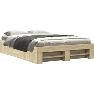vidaXL Bedframe Sonoma Eiken Ondersteuning 140x190 - Bedframe vidaXL Bedframe Sonoma Eiken Ondersteuning 140x190 - Bedframe