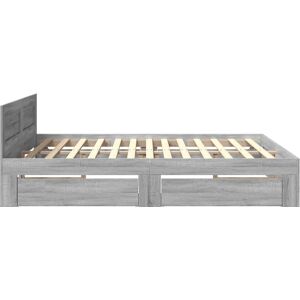 vidaXL 3295539 Grey Sonoma Bed Frame with Storage - Bed Frame vidaXL 3295539 Grey Sonoma Bed Frame with Storage - Bed Frame