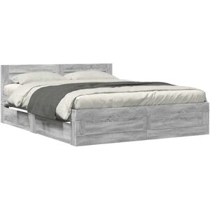 vidaXL Bed Frame with Headboard Grey Sonoma - Bed - engineered wood vidaXL Bed Frame with Headboard Grey Sonoma - Bed - engineered wood