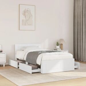 vidaXL Bed Frame with Headboard - 100x200 cm - White - Durable Engineered Wood vidaXL Bed Frame with Headboard - 100x200 cm - White - Durable Engineered Wood