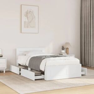 vidaXL Bed Frame with Headboard White 75x190 cm Small Single - Bed Frame vidaXL Bed Frame with Headboard White 75x190 cm Small Single - Bed Frame