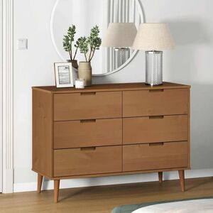 vidaxl Commode en bois massif moulée marron - Meuble à tiroirs vidaxl Commode en bois massif moulée marron - Meuble à tiroirs