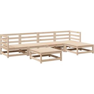 vidaXL Garden Sofa Set 6 Pieces Natural Pine - Garden Furniture vidaXL Garden Sofa Set 6 Pieces Natural Pine - Garden Furniture
