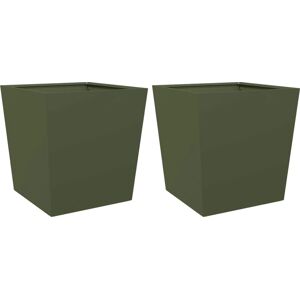 vidaXL Steel Garden Planter 50x50x50 cm Olive Green - Garden Planter vidaXL Steel Garden Planter 50x50x50 cm Olive Green - Garden Planter