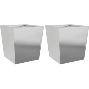 vidaXL Steel Garden Planters 50x50x50 cm 2 pcs Grey - Garden Planters vidaXL Steel Garden Planters 50x50x50 cm 2 pcs Grey - Garden Planters