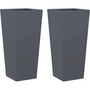 vidaXL Garden Planters Anthracite 2 pcs 35x35x75 cm Steel - Garden Planters vidaXL Garden Planters Anthracite 2 pcs 35x35x75 cm Steel - Garden Planters
