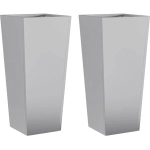vidaXL Garden Planter Grey 35x35x75cm Set of 2 - Garden Planter vidaXL Garden Planter Grey 35x35x75cm Set of 2 - Garden Planter