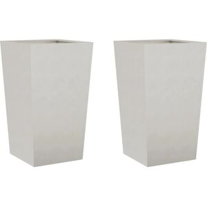 vidaXL Garden Planters 45x45x75 cm 2 pcs Stainless Steel - Garden planters vidaXL Garden Planters 45x45x75 cm 2 pcs Stainless Steel - Garden planters