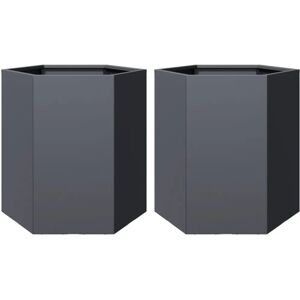 vidaXL Garden Planters 2 Pieces Anthracite Hexagonal 46x40x45 Steel - Garden Planter vidaXL Garden Planters 2 Pieces Anthracite Hexagonal 46x40x45 Steel - Garden Planter