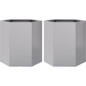 vidaXL Garden Planters - 2pcs Hexagonal Steel Outdoor Pots vidaXL Garden Planters - 2pcs Hexagonal Steel Outdoor Pots
