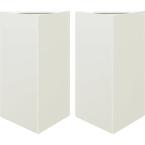 vidaXL Garden Planters White Triangular Steel 2 pcs - Garden Planters vidaXL Garden Planters White Triangular Steel 2 pcs - Garden Planters
