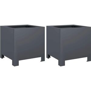 vidaXL Garden Planters 2 pcs Anthracite Steel - Garden Planters vidaXL Garden Planters 2 pcs Anthracite Steel - Garden Planters