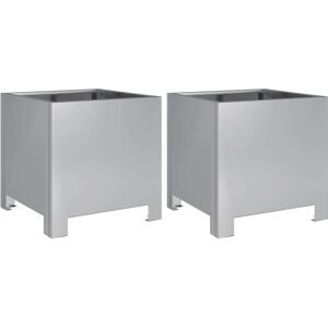 vidaXL Garden Planters 2 pcs Galvanised Steel - Garden Planters vidaXL Garden Planters 2 pcs Galvanised Steel - Garden Planters