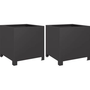 vidaXL Garden Planters 2 pcs Black Steel - Garden Planters vidaXL Garden Planters 2 pcs Black Steel - Garden Planters