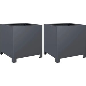 vidaXL Garden Planters 40x40x40 cm Steel - 2 pcs Anthracite Outdoor vidaXL Garden Planters 40x40x40 cm Steel - 2 pcs Anthracite Outdoor