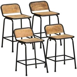 vidaXL Modern Mango Wood Barstool - 4 pcs - 46x35.5x70 cm vidaXL Modern Mango Wood Barstool - 4 pcs - 46x35.5x70 cm
