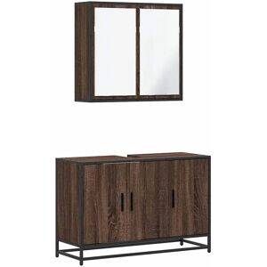 vidaXL 2 Piece Bathroom Furniture Set - Brown oak vidaXL 2 Piece Bathroom Furniture Set - Brown oak