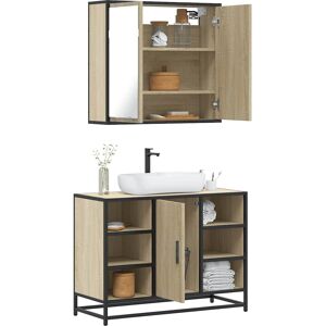 vidaXL Sonoma Oak Bathroom Furniture Set - 2 Piece Stylish Modern Bathroom Storage vidaXL Sonoma Oak Bathroom Furniture Set - 2 Piece Stylish Modern Bathroom Storage
