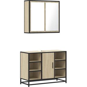 vidaXL Sonoma Oak Bathroom Furniture Set - 2 Piece Stylish Modern Bathroom Storage vidaXL Sonoma Oak Bathroom Furniture Set - 2 Piece Stylish Modern Bathroom Storage