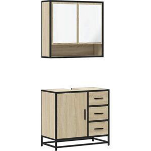 vidaXL Sonoma Oak 2 Piece Bathroom Furniture Set - Bathroom Furniture vidaXL Sonoma Oak 2 Piece Bathroom Furniture Set - Bathroom Furniture