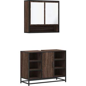 vidaXL Bathroom Furniture Set - 2 Piece Brown Oak - Bathroom Furniture Set vidaXL Bathroom Furniture Set - 2 Piece Brown Oak - Bathroom Furniture Set