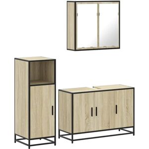 vidaXL Sonoma Oak 3-Piece Bathroom Furniture Set - Bathroom Furniture vidaXL Sonoma Oak 3-Piece Bathroom Furniture Set - Bathroom Furniture
