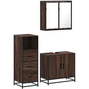 vidaXL Brown Oak 3-Piece Bathroom Furniture Set - Bathroom vidaXL Brown Oak 3-Piece Bathroom Furniture Set - Bathroom