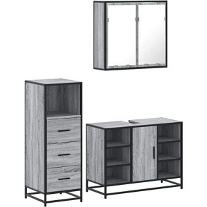 vidaXL 3 Piece Bathroom Furniture Set - Grey Sonoma vidaXL 3 Piece Bathroom Furniture Set - Grey Sonoma