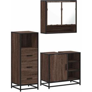 vidaXL 3 Piece Bathroom Furniture Set Brown Oak - Bathroom Furniture Set vidaXL 3 Piece Bathroom Furniture Set Brown Oak - Bathroom Furniture Set