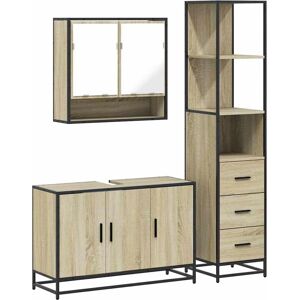 vidaXL Sonoma Oak 3 Piece Bathroom Furniture Set vidaXL Sonoma Oak 3 Piece Bathroom Furniture Set
