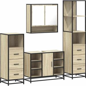 vidaXL Sonoma Oak Bathroom Furniture Set - 4-Piece, Modern, Durable vidaXL Sonoma Oak Bathroom Furniture Set - 4-Piece, Modern, Durable