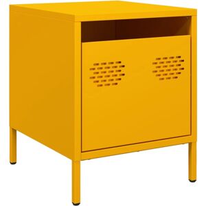 vidaXL Nattbord - 2 stk Sennepsgult Stål Industriell Nattbord vidaXL Nattbord - 2 stk Sennepsgult Stål Industriell Nattbord