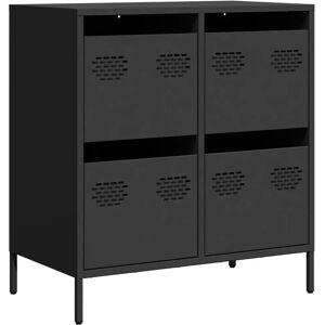 Buffet en acier laminé noir 68x39x73,5 cm - Meuble de rangement - Publicité Buffet en acier laminé noir 68x39x73,5 cm - Meuble de rangement - Publicité