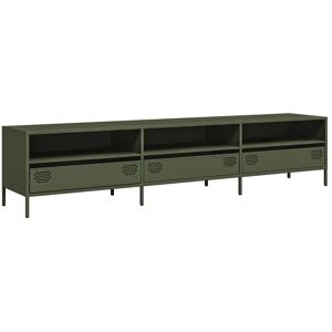 vidaXL TV-Schrank 135X39X43,5 Cm Kaltgewalzter Stahl Farbe: Olivgrün Größe: 202 x 39 cm - TV Schrank vidaXL TV-Schrank 135X39X43,5 Cm Kaltgewalzter Stahl Farbe: Olivgrün Größe: 202 x 39 cm - TV Schrank