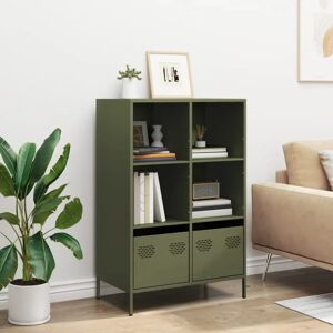 vidaXL Highboard Olive Green 68x39x103.5 cm Steel - Sideboard for Home & Office Storage vidaXL Highboard Olive Green 68x39x103.5 cm Steel - Sideboard for Home & Office Storage