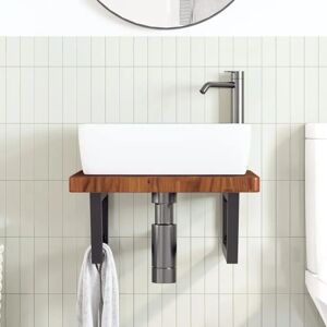 vidaXL Solid Oak Wall Mounted Basin Shelf - Bathroom Storage vidaXL Solid Oak Wall Mounted Basin Shelf - Bathroom Storage