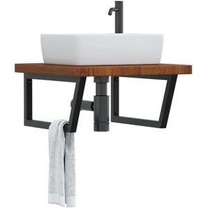 vidaXL Steel & Oak Wall-Mounted Basin Shelf - Bathroom Storage vidaXL Steel & Oak Wall-Mounted Basin Shelf - Bathroom Storage