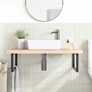 vidaXL Wall-Mounted Steel and Beech Wood Bathroom Basin Shelf vidaXL Wall-Mounted Steel and Beech Wood Bathroom Basin Shelf