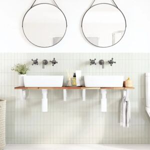 vidaXL Dark Brown & White Wall-Mounted Basin Shelf - Bathroom Storage Solution vidaXL Dark Brown & White Wall-Mounted Basin Shelf - Bathroom Storage Solution