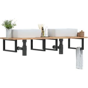 VIDAXL Brown and Black Wall Mounted Basin Shelf - Bathroom Storage VIDAXL Brown and Black Wall Mounted Basin Shelf - Bathroom Storage