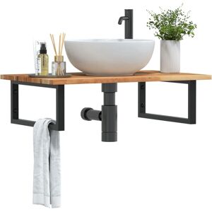 vidaXL Wall-Mounted Acacia & Steel Basin Shelf - Bathroom Storage vidaXL Wall-Mounted Acacia & Steel Basin Shelf - Bathroom Storage