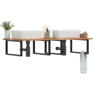 VIDAXL Dark Brown & Black Wall-Mounted Basin Shelf - Wall-Mounted Basin Shelf VIDAXL Dark Brown & Black Wall-Mounted Basin Shelf - Wall-Mounted Basin Shelf