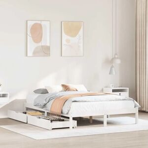 vidaXL White Bed Frame with Drawers - 120x200 cm Solid Wood Pine - Bed Base vidaXL White Bed Frame with Drawers - 120x200 cm Solid Wood Pine - Bed Base